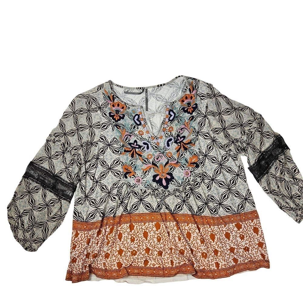 Anthropologie Multicolor Embroidered Blouse